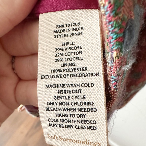 Soft Surroundings Bohemian Rich Woven Paisley Kimono Jacket women's size large - Picture 8 of 12